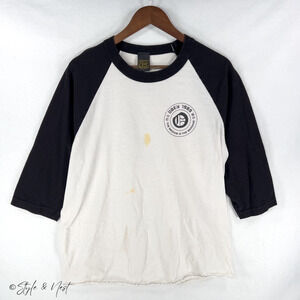 Vintage OBEY Raglan Baseball Tee Black & White 100% Cotton Size Large